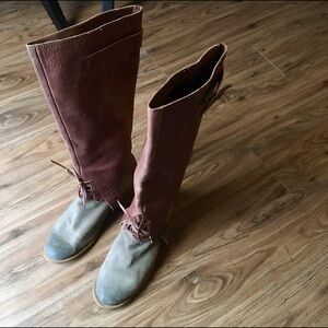 Kensie Brown and Gray Lace Up Boots